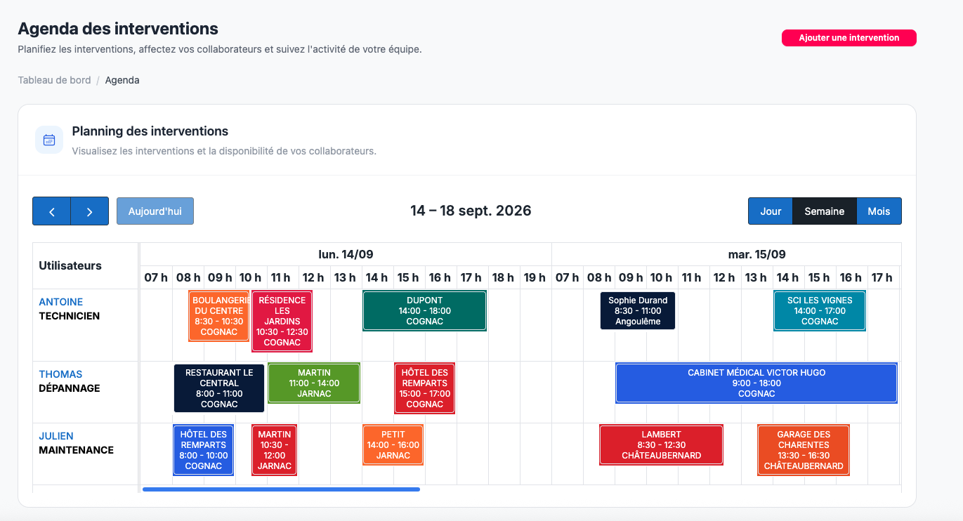 Logiciel Planning Intervention pour les professionnels de terrain