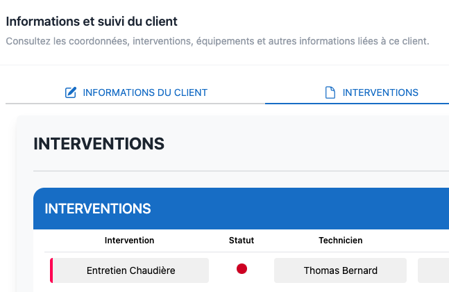 Suivi des interventions