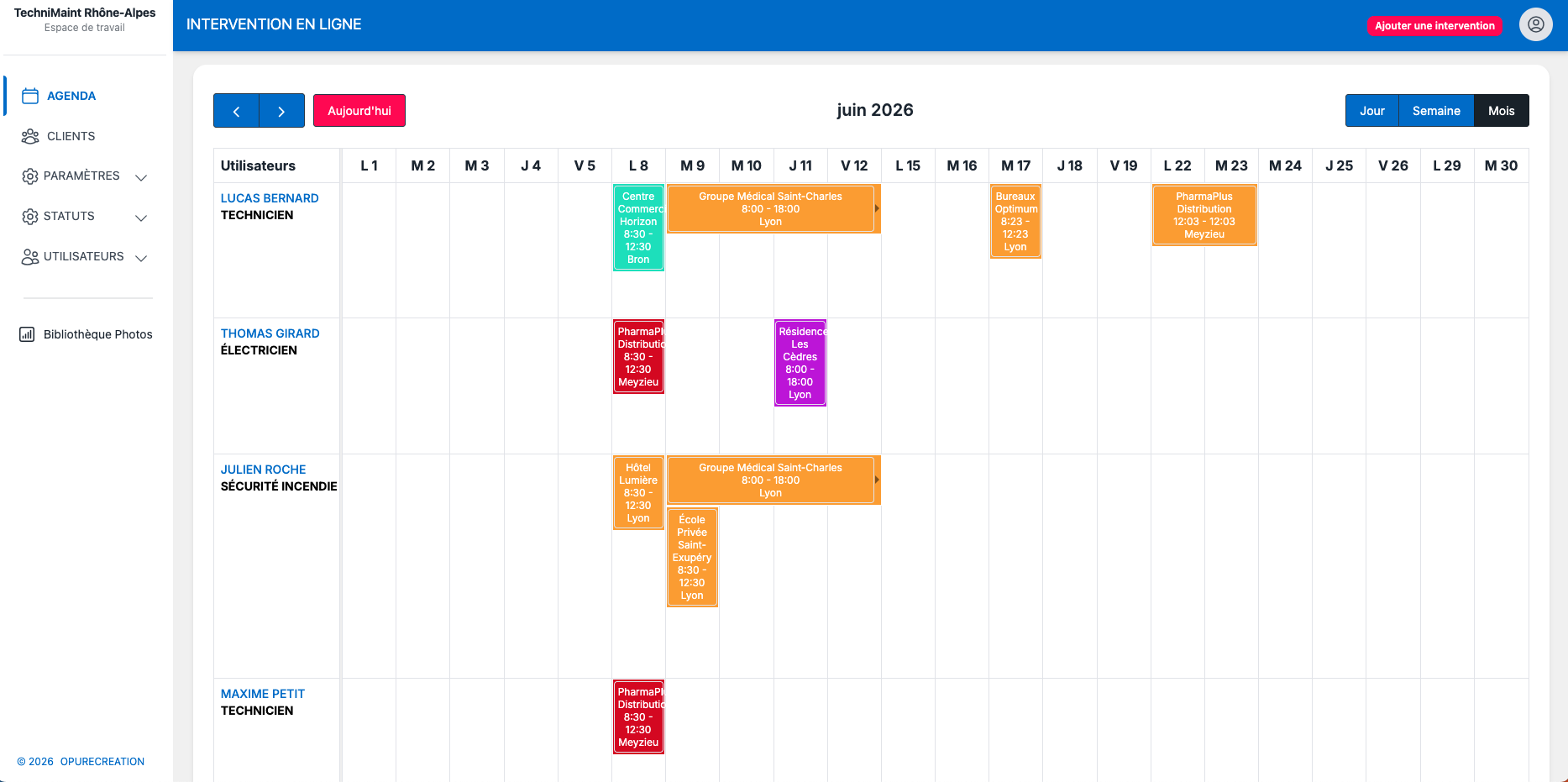 Organisez facilement vos interventions